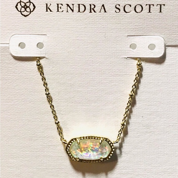 Kendra Scott Elisa Satellite white Kyocera Opal illusion necklace Gold P… - Picture 1 of 6
